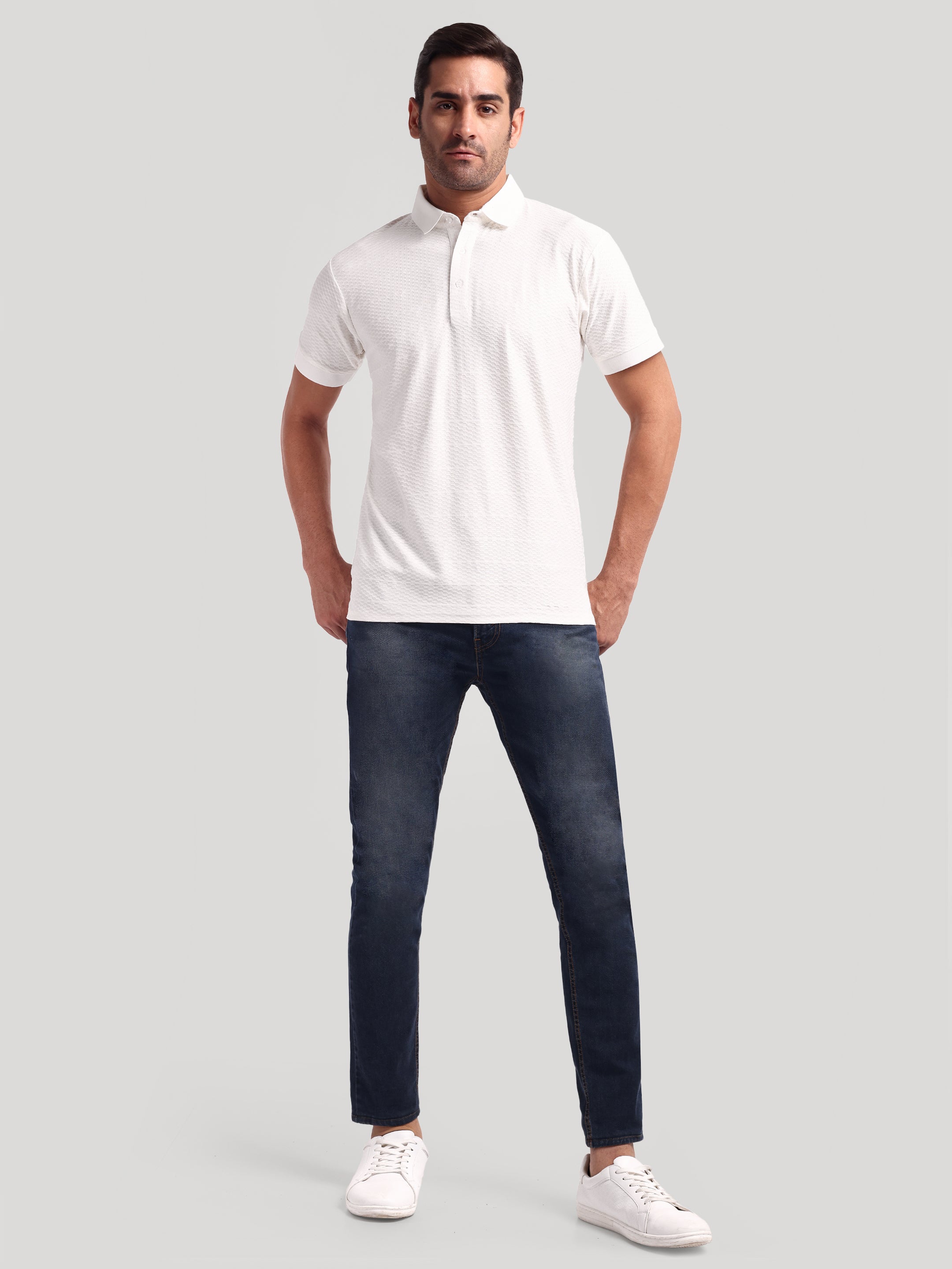 Luxurit Geometric Design Polo Neck Cotton Men's T-Shirt