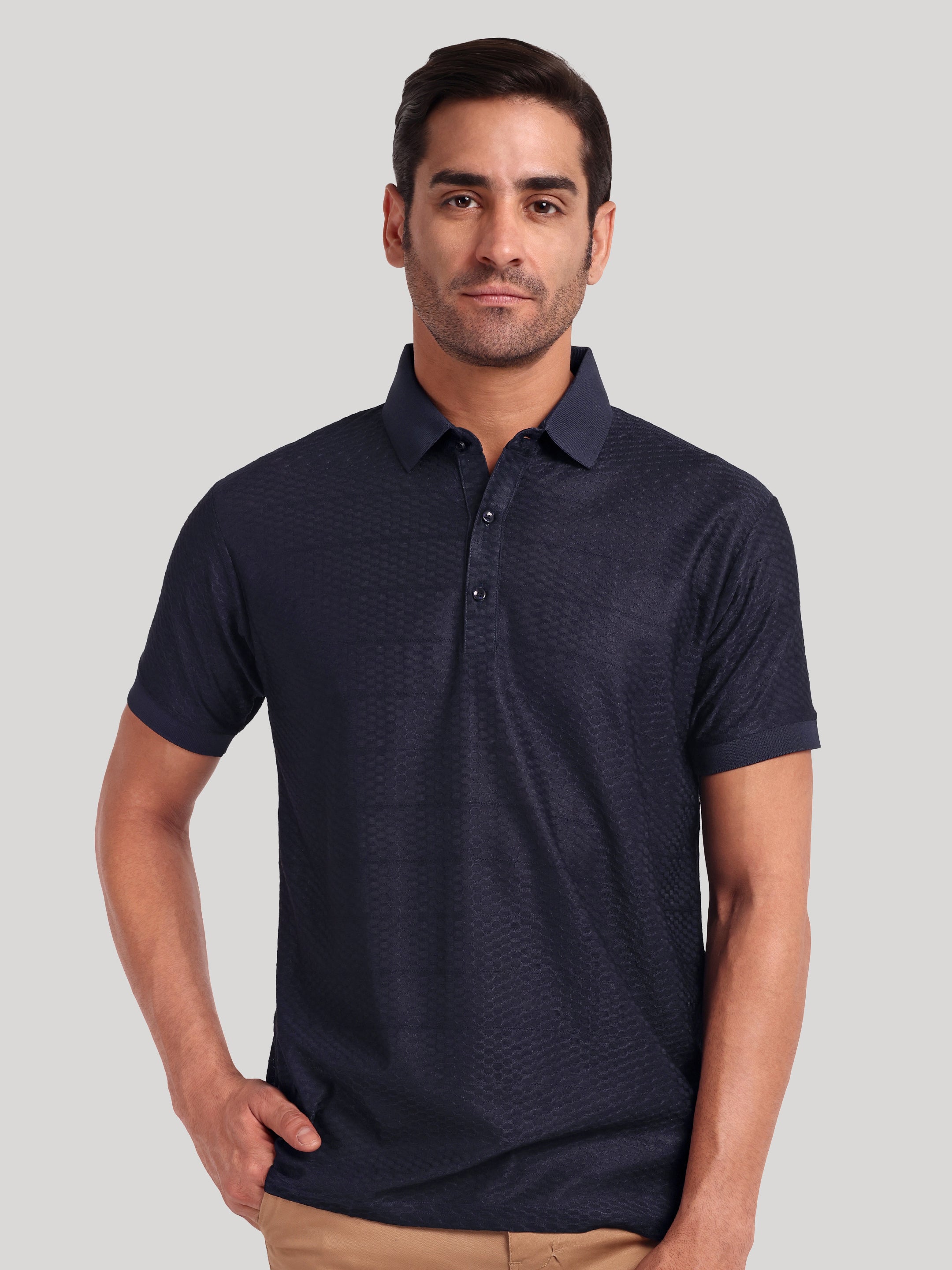 Luxurit Geometric Design Polo Neck Cotton Men's T-Shirt