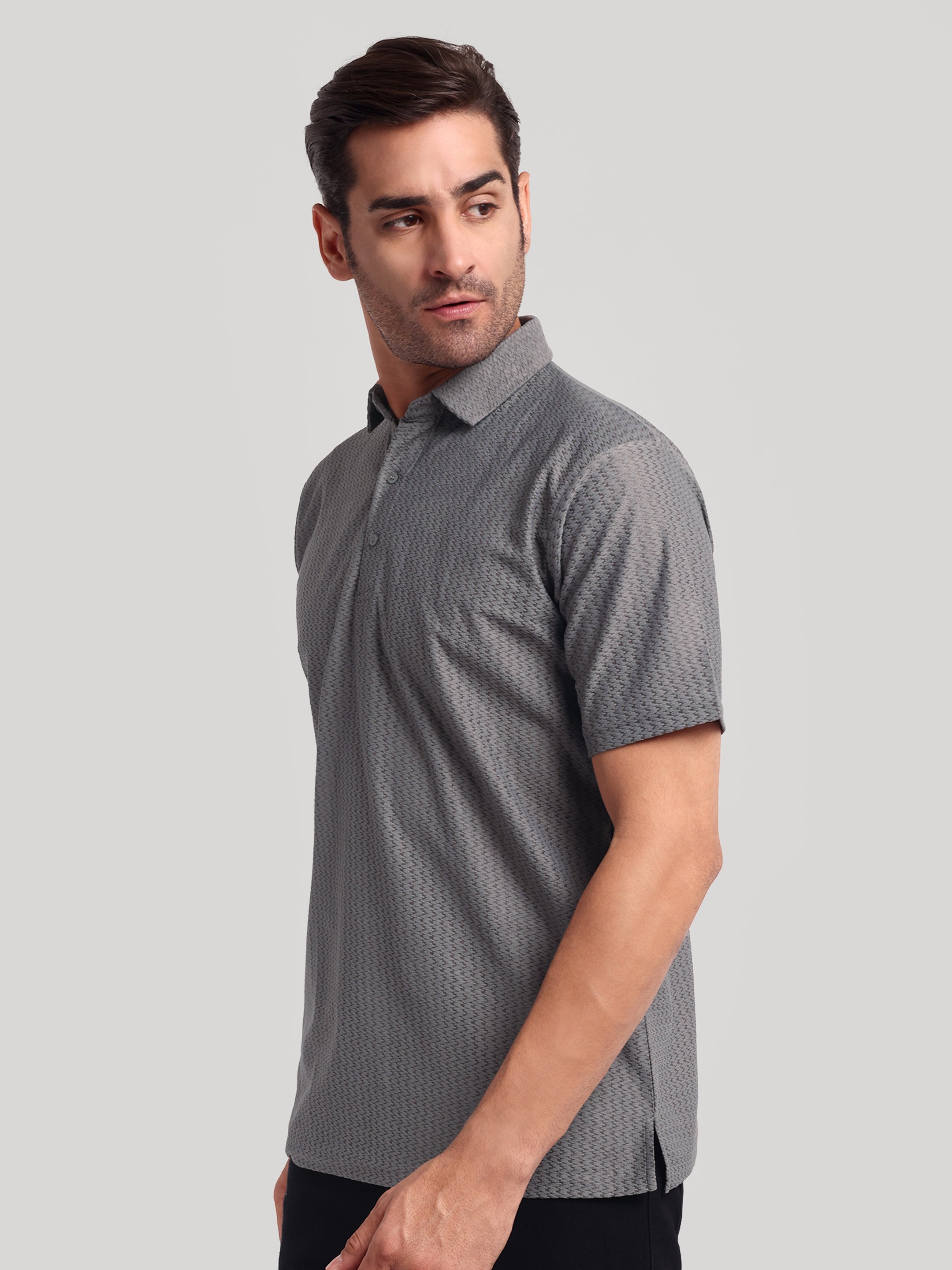 Luxurit Knitted Textured Cotton Fit Polo Men's T-Shirt