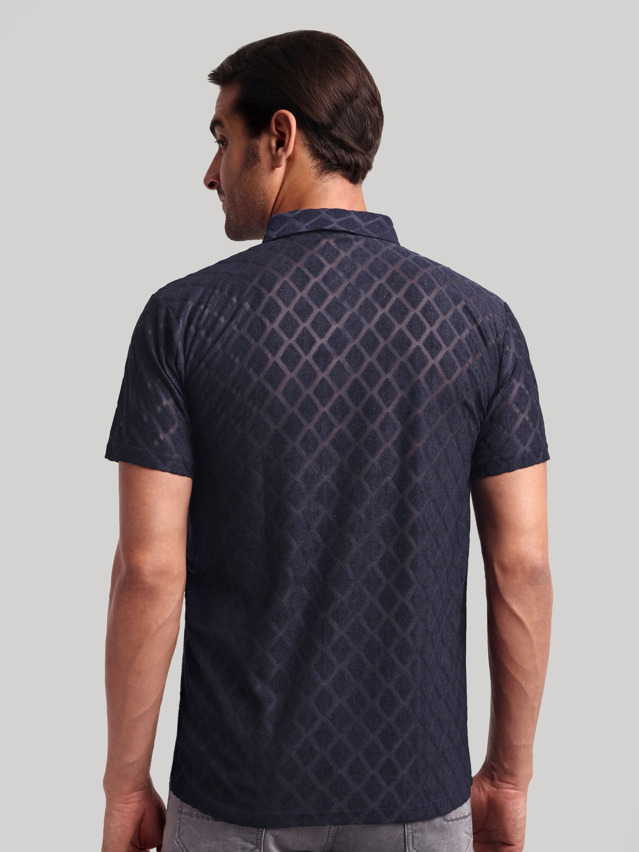 Luxurit Self Design Polo Neck Cotton Men's T-Shirt