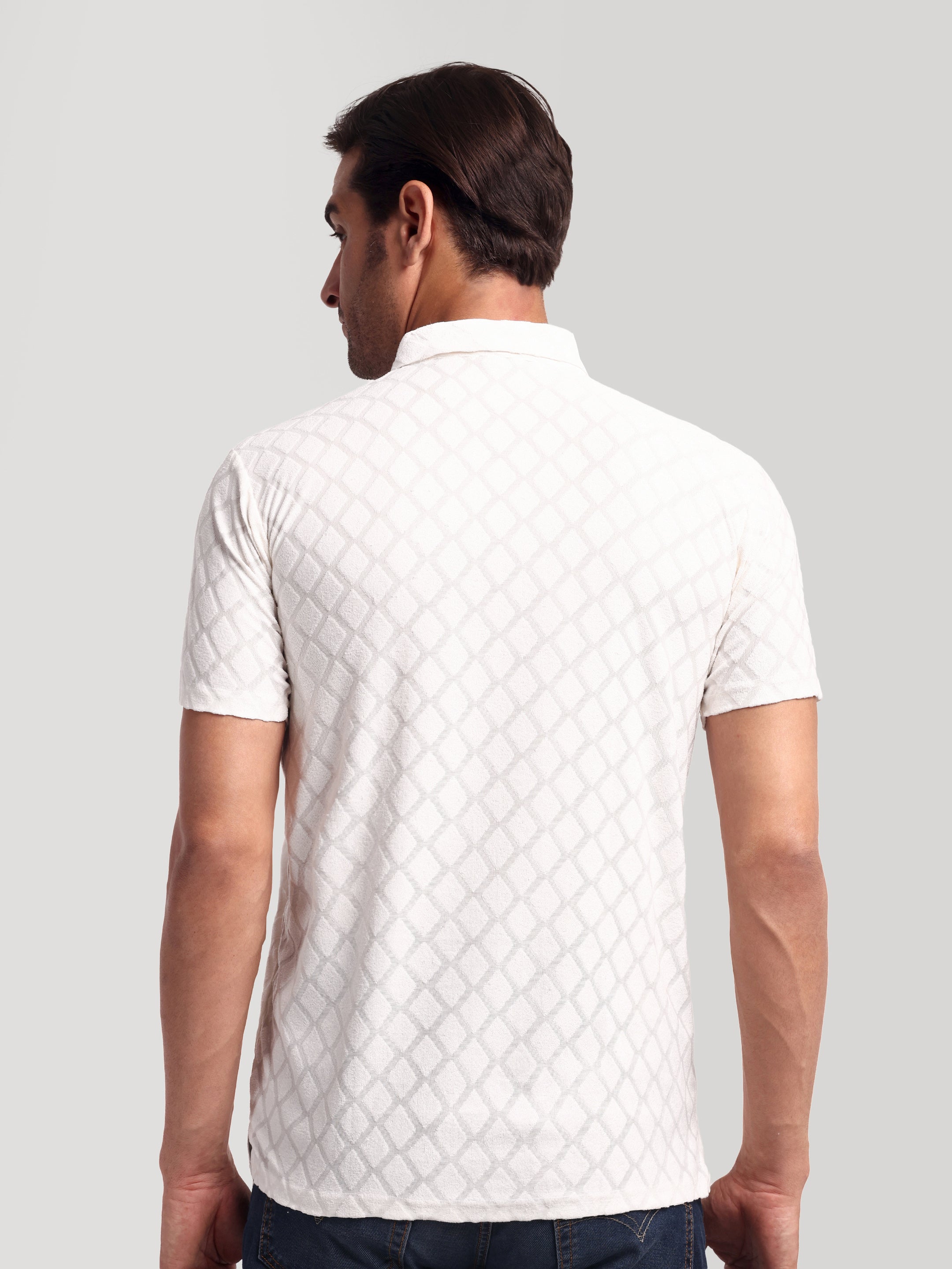 Luxurit Self Design Polo Neck Cotton Men's T-Shirt