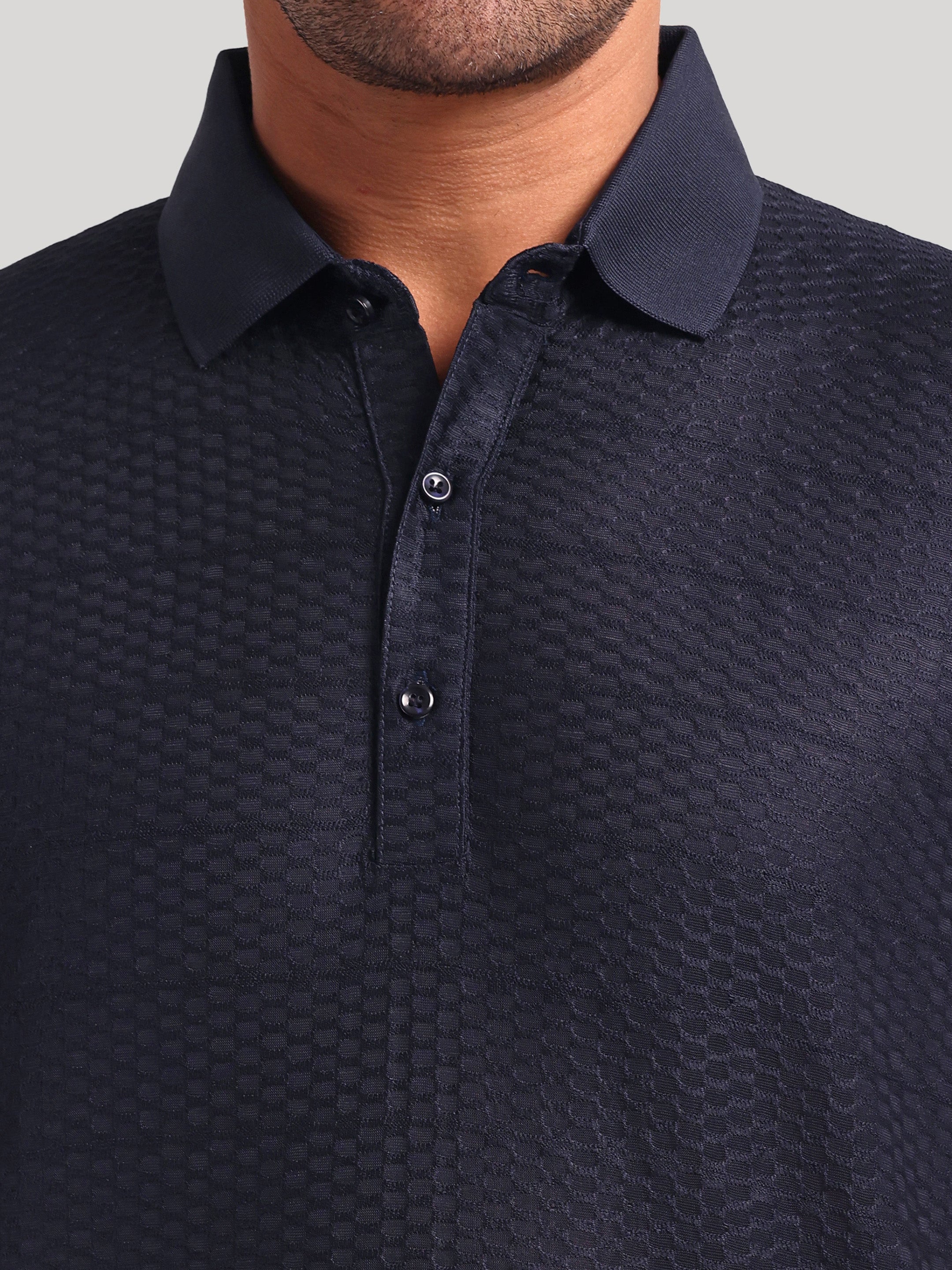 Luxurit Geometric Design Polo Neck Cotton Men's T-Shirt