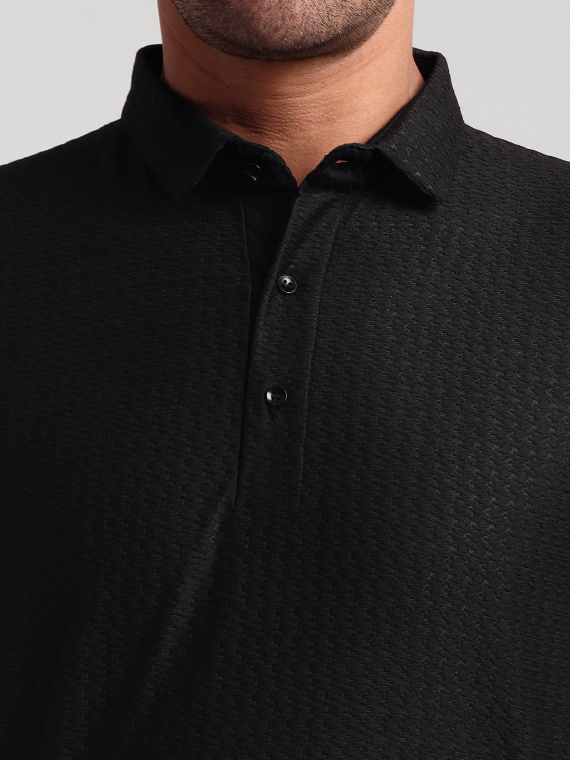 Luxurit Knitted Textured Cotton Fit Polo Men's T-Shirt