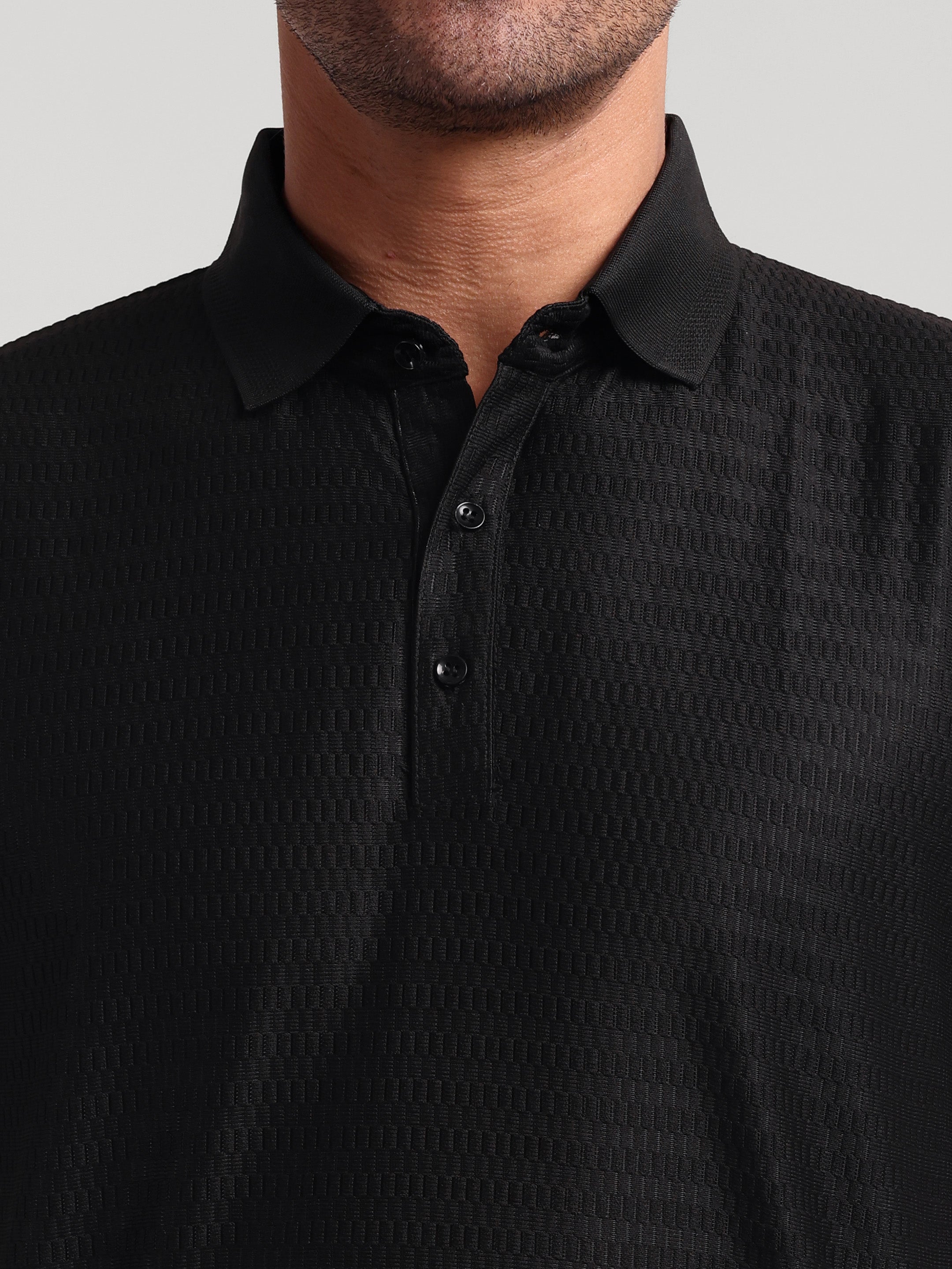 Luxurit Geometric Print Polo Neck Cotton Men's T-Shirt