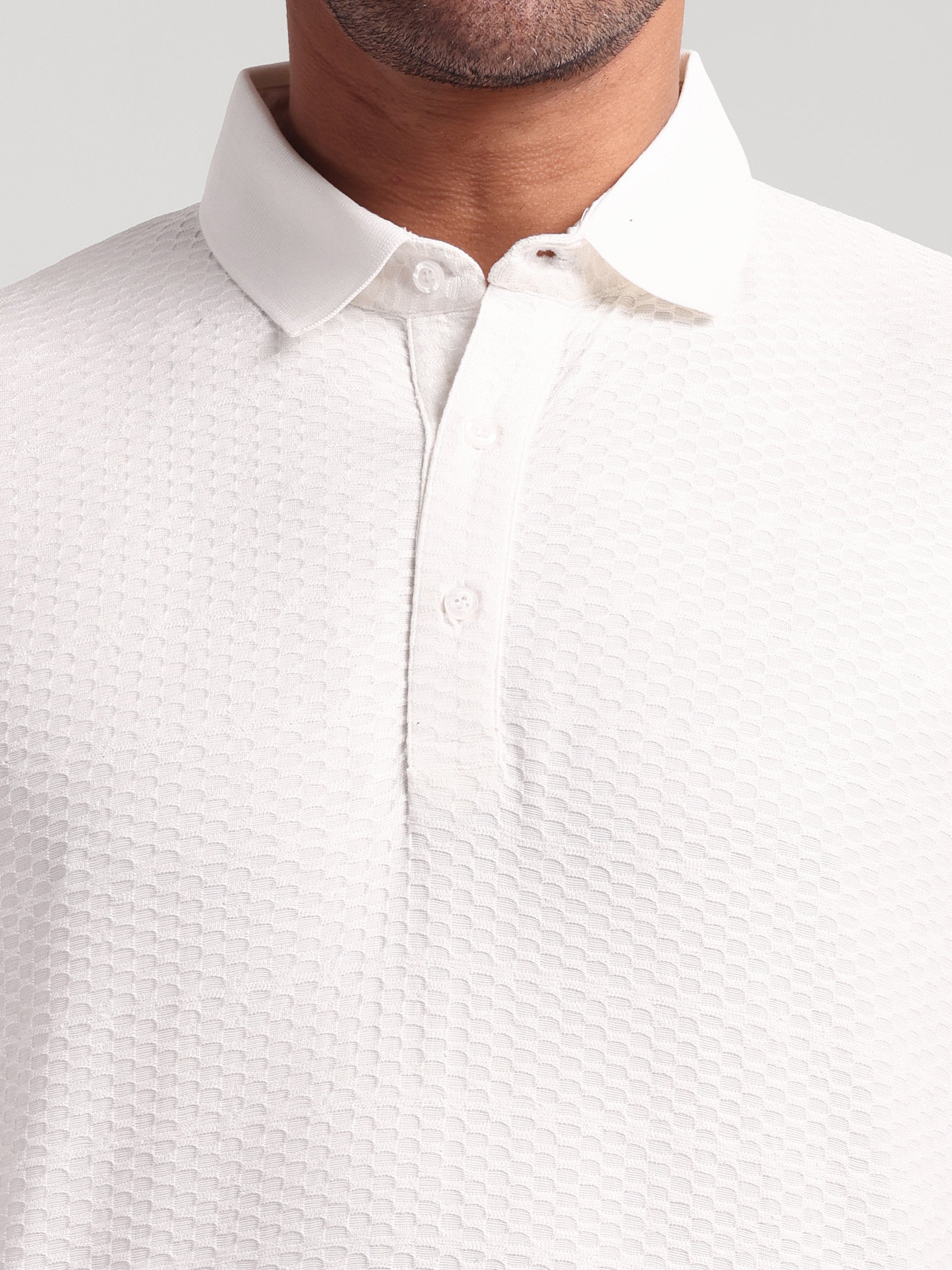 Luxurit Geometric Design Polo Neck Cotton Men's T-Shirt