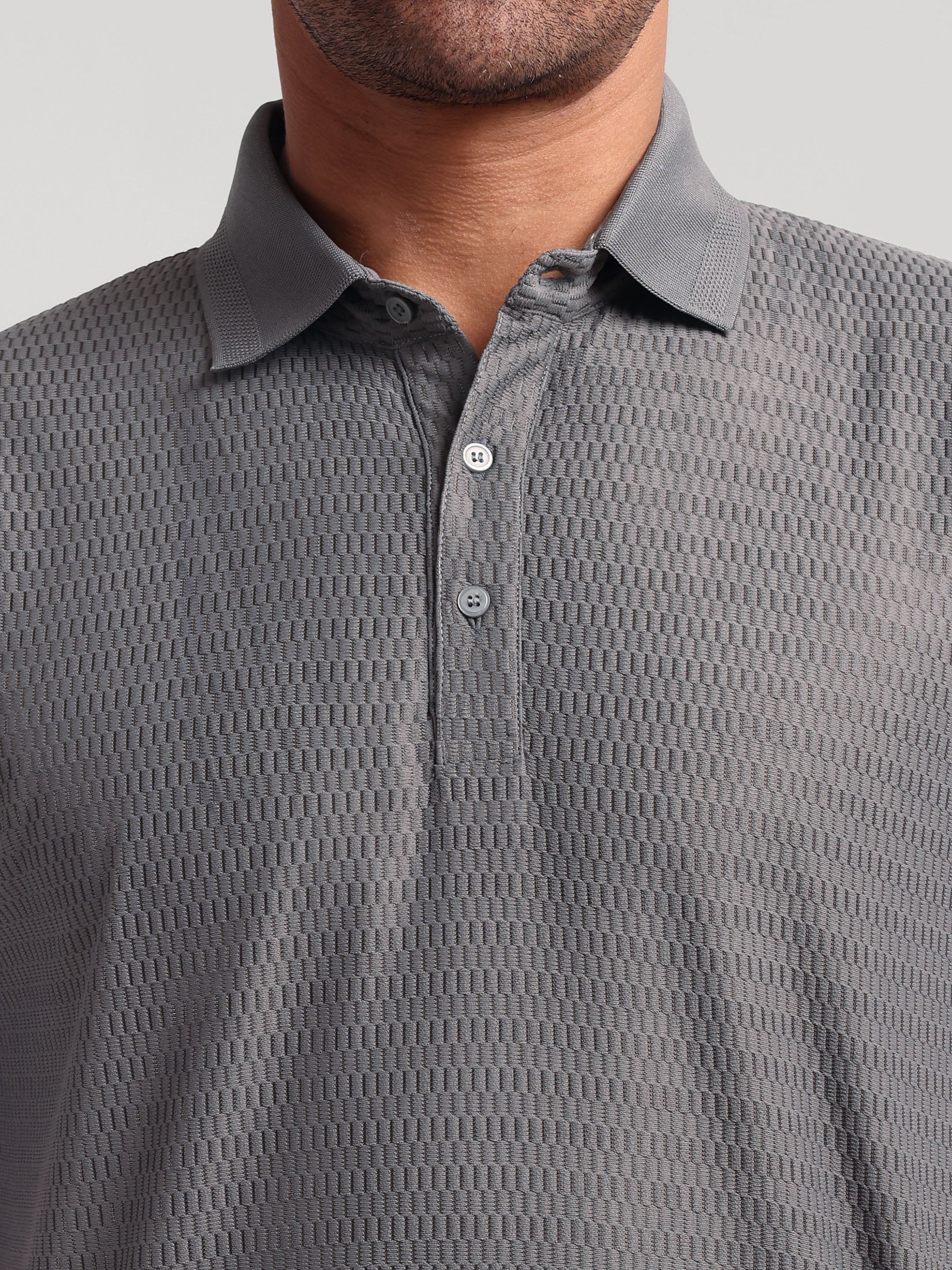 Luxurit Geometric Print Polo Neck Cotton Men's T-Shirt