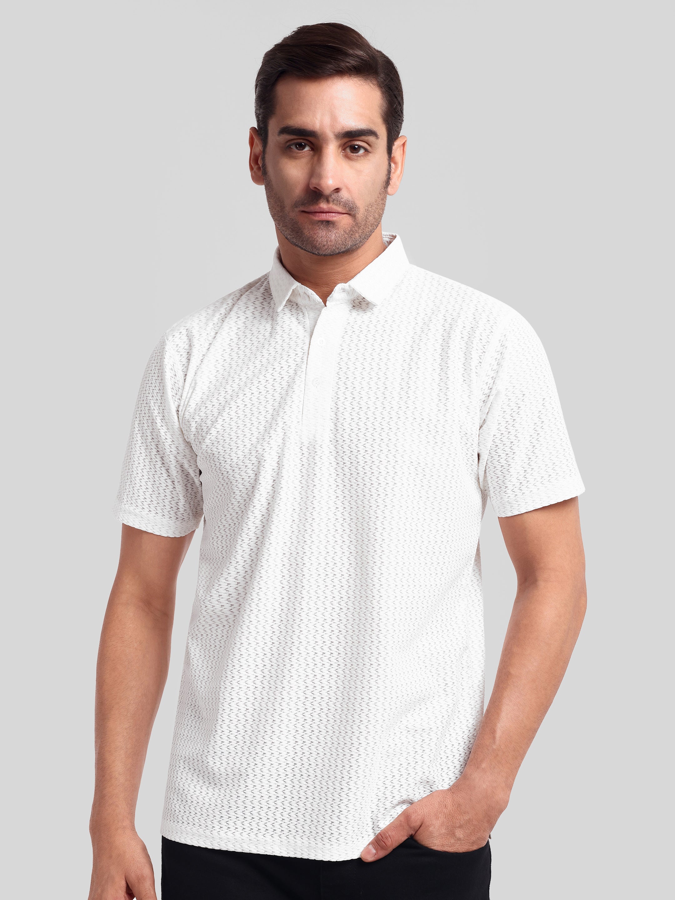 Luxurit Knitted Textured Cotton Fit Polo Men's T-Shirt