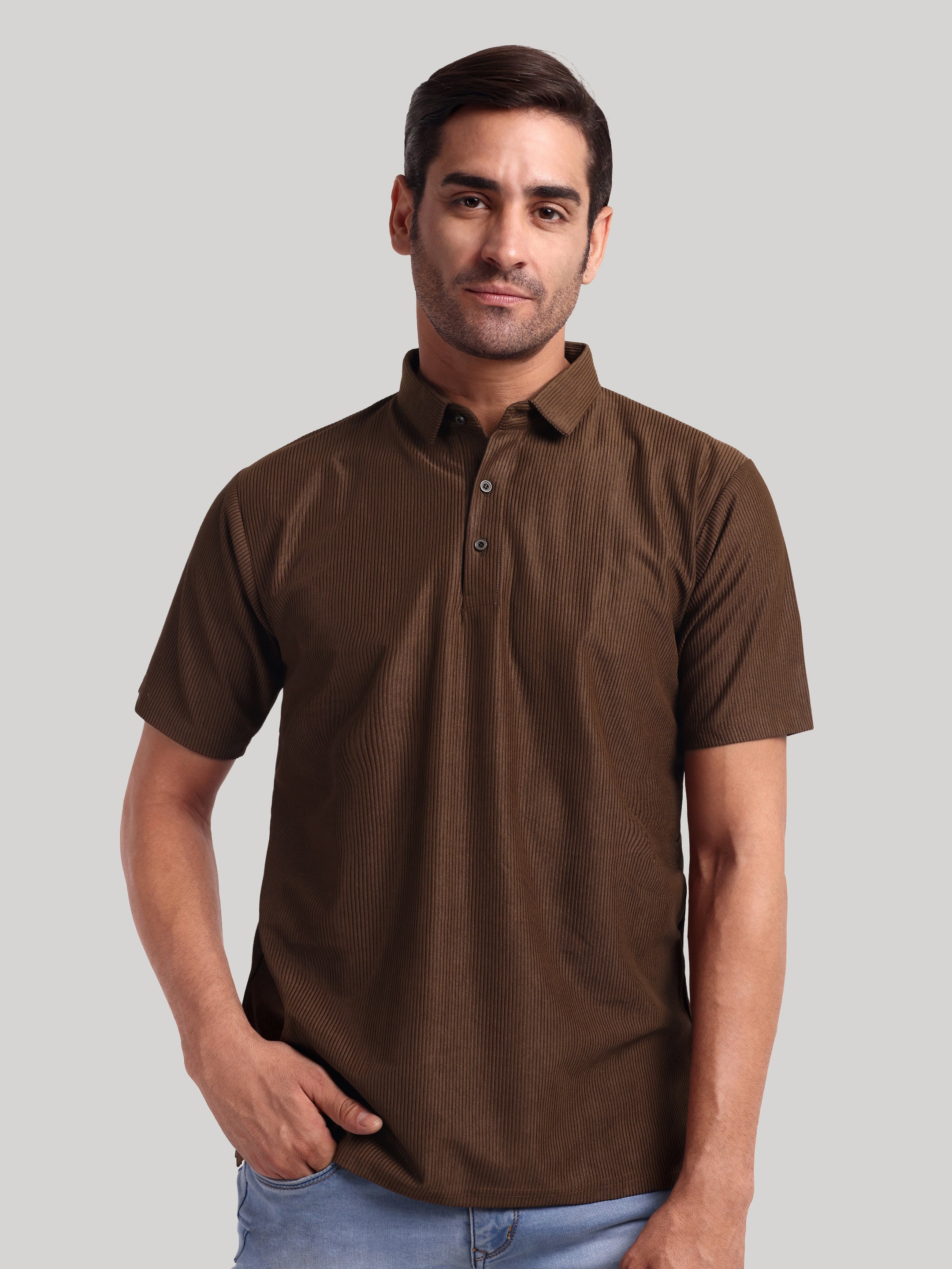 Luxurit Geometric Print Polo Neck Cotton Men's T-Shirt