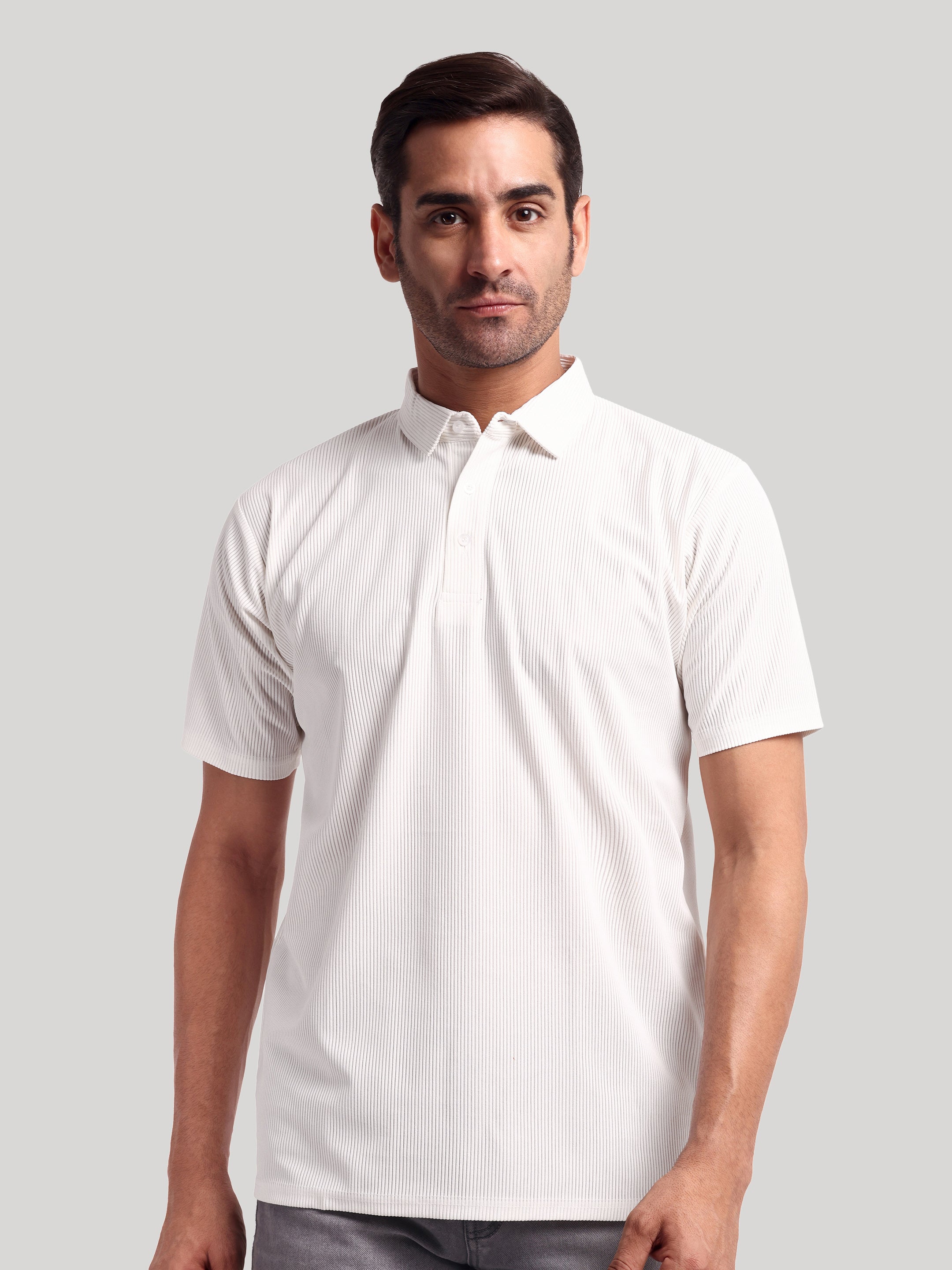 Luxurit Geometric Print Polo Neck Cotton Men's T-Shirt