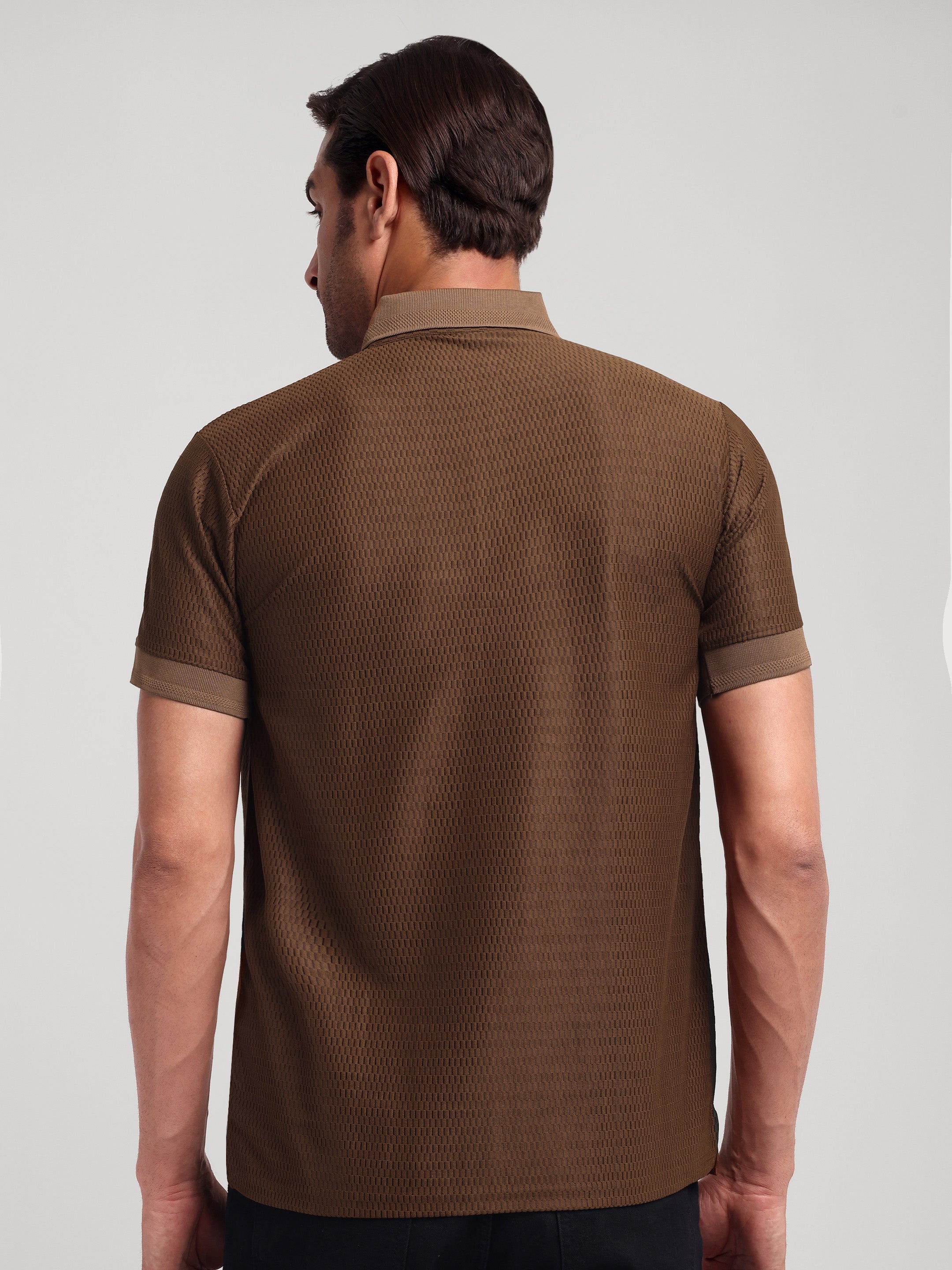 Luxurit Geometric Print Polo Neck Cotton Men's T-Shirt