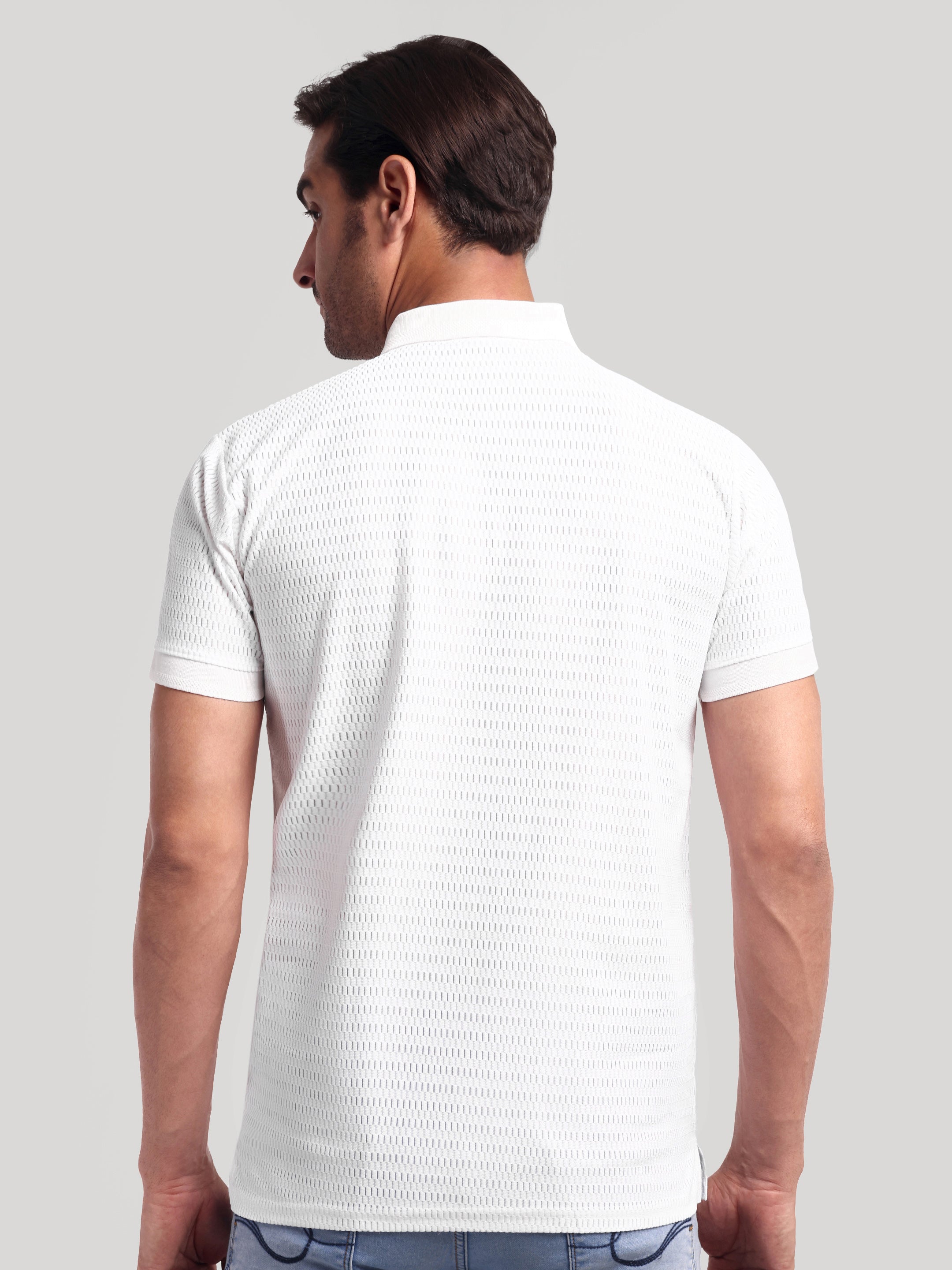 Luxurit Geometric Print Polo Neck Cotton Men's T-Shirt