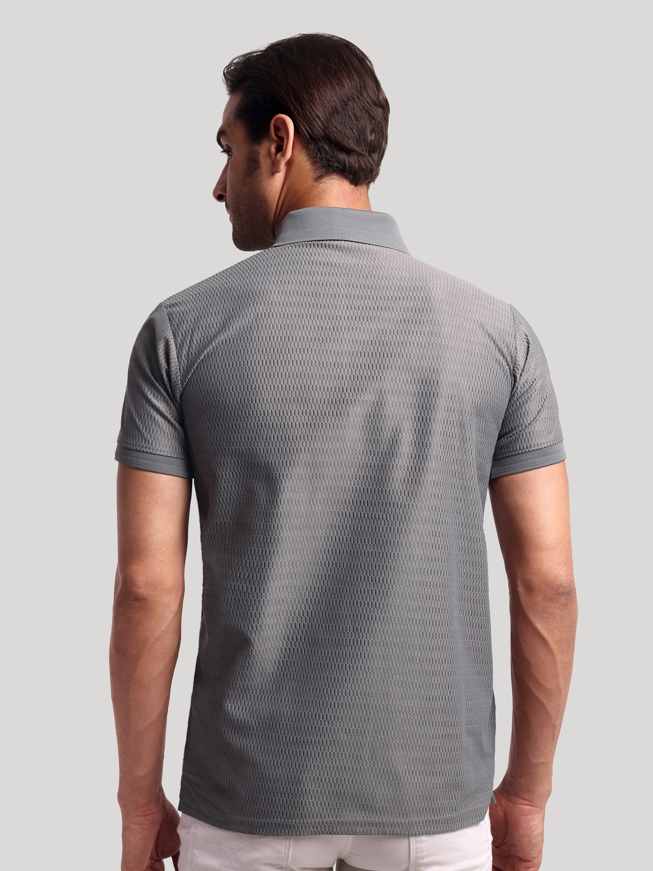 Luxurit Geometric Print Polo Neck Cotton Men's T-Shirt