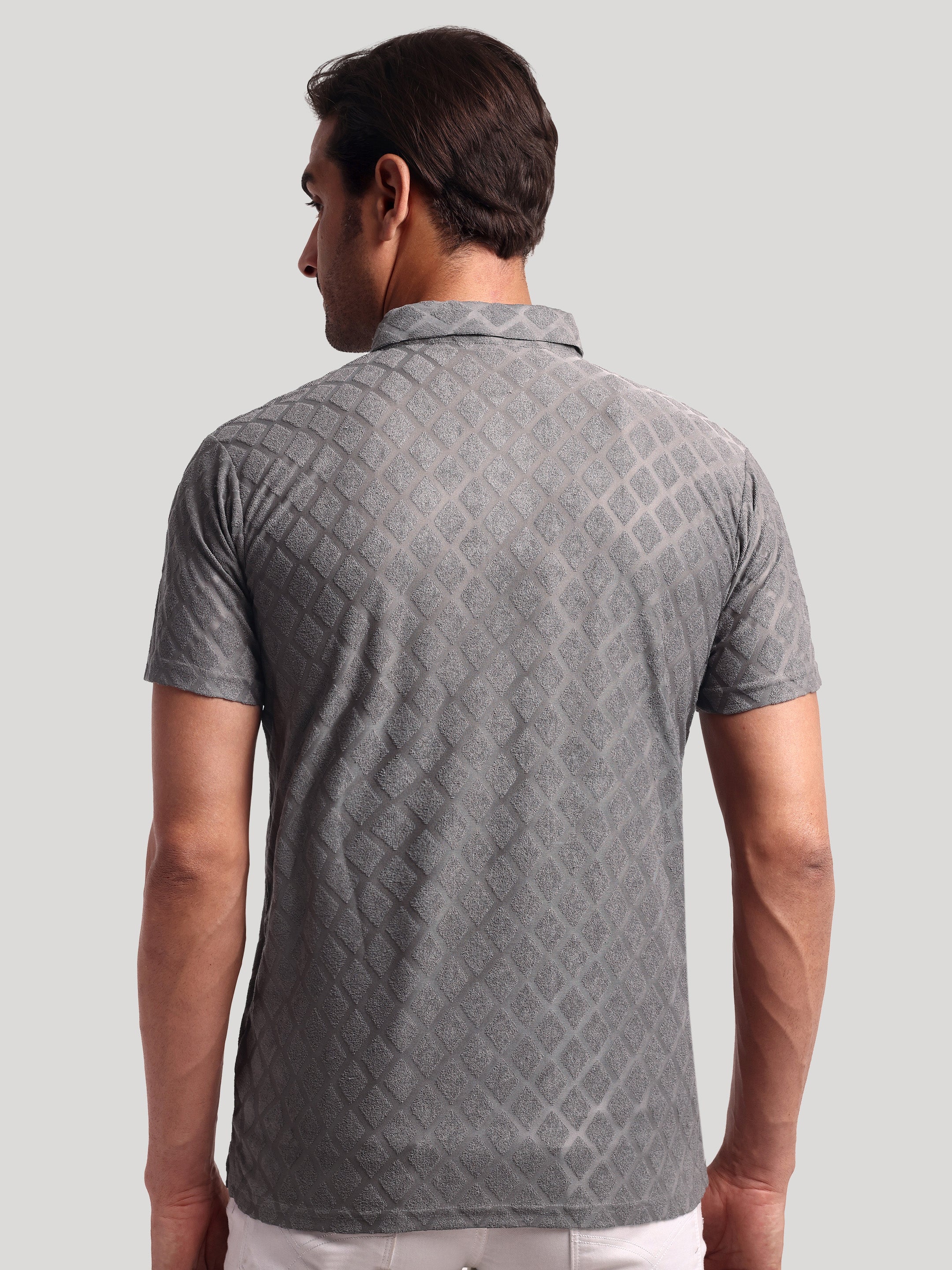 Luxurit Self Design Polo Neck Cotton Men's T-Shirt