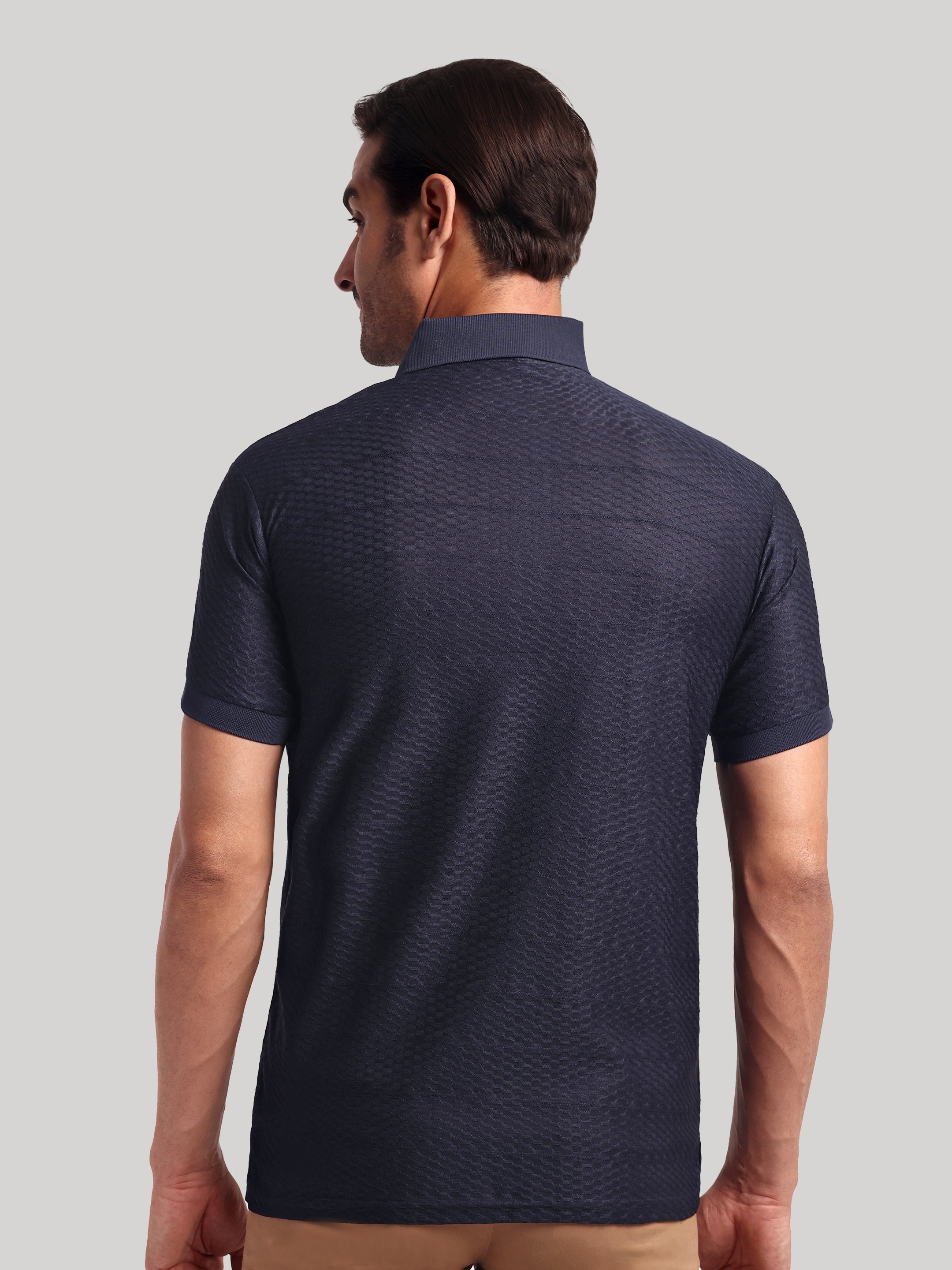 Luxurit Geometric Design Polo Neck Cotton Men's T-Shirt