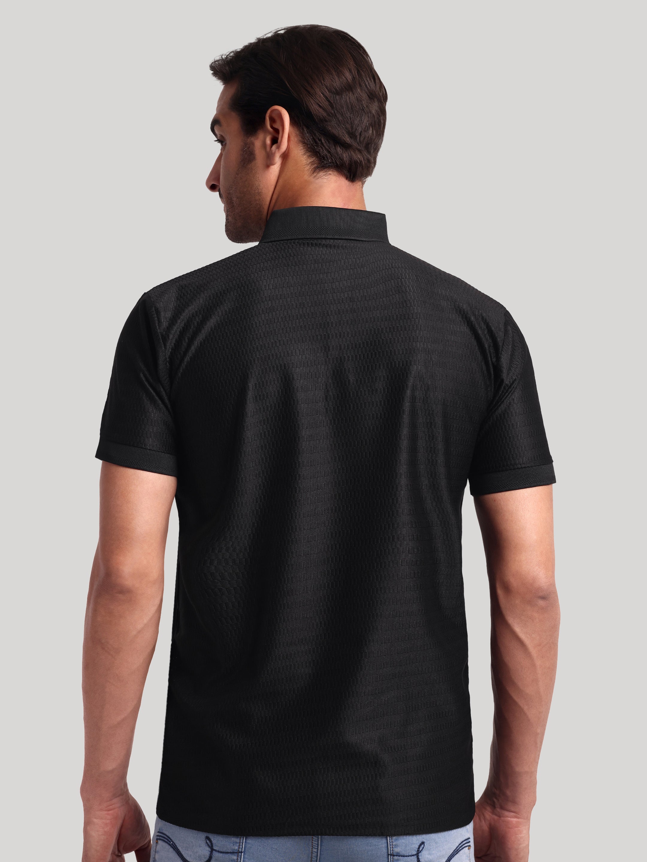 Luxurit Geometric Print Polo Neck Cotton Men's T-Shirt