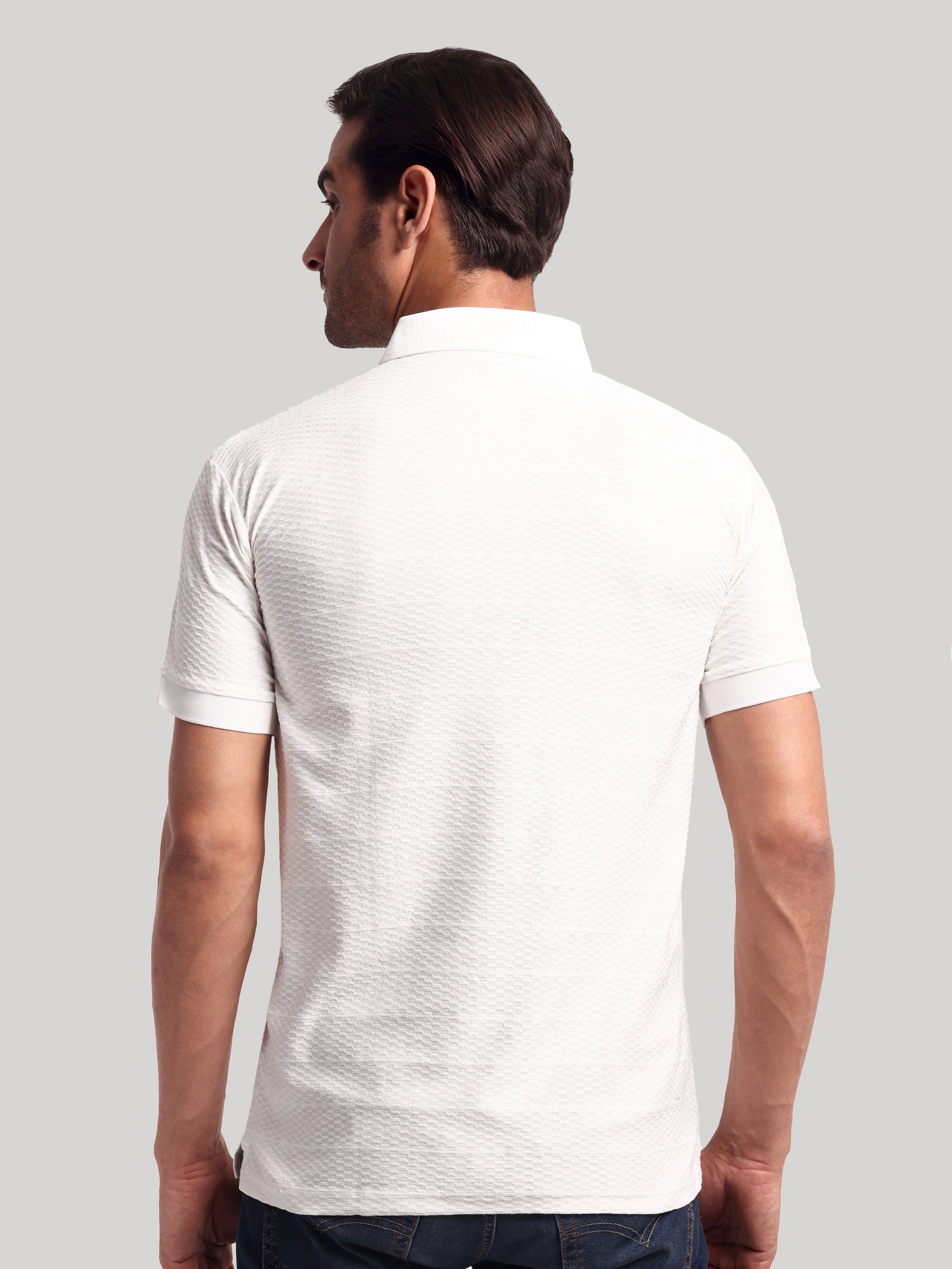 Luxurit Geometric Design Polo Neck Cotton Men's T-Shirt