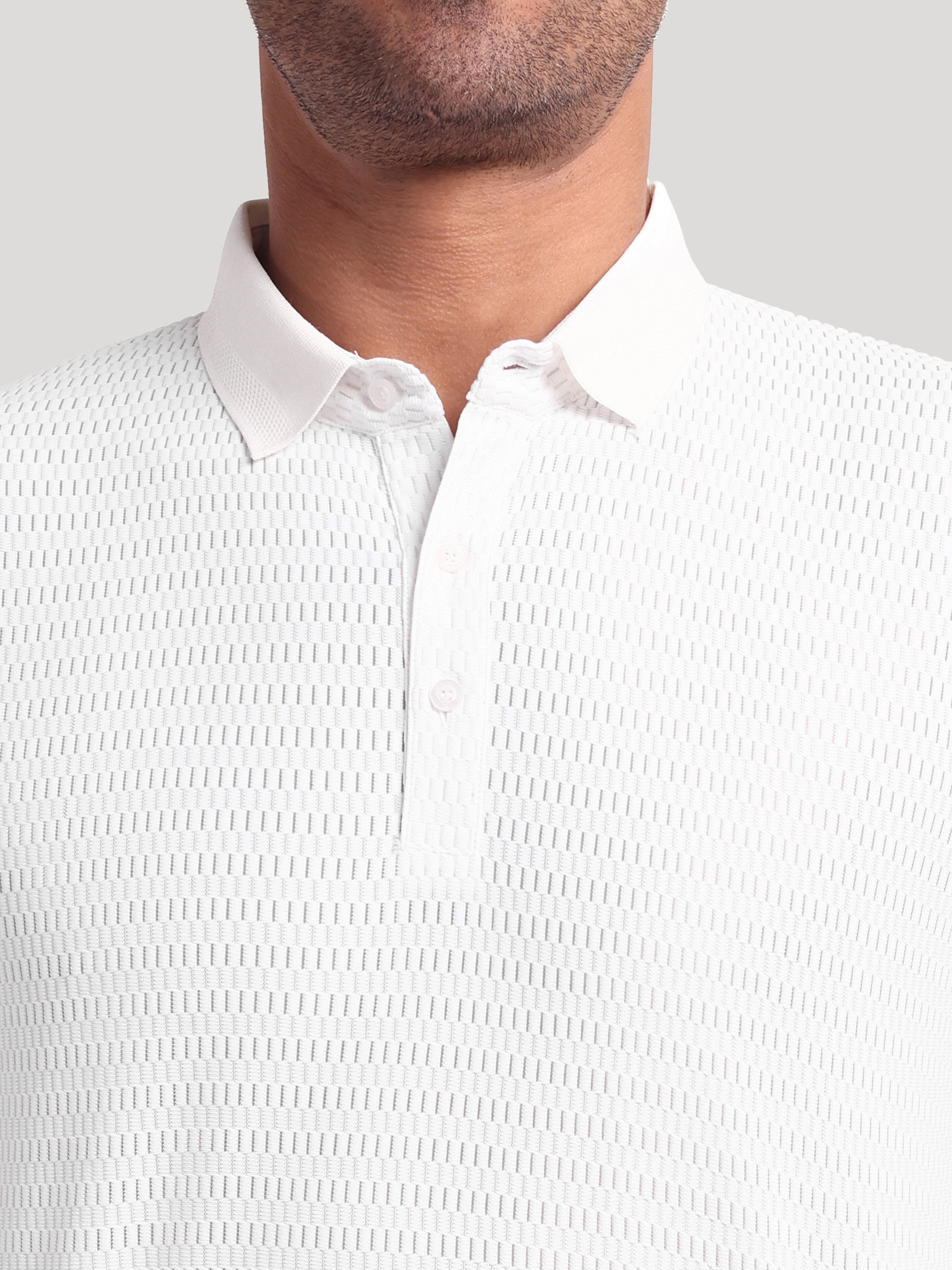 Luxurit Geometric Print Polo Neck Cotton Men's T-Shirt