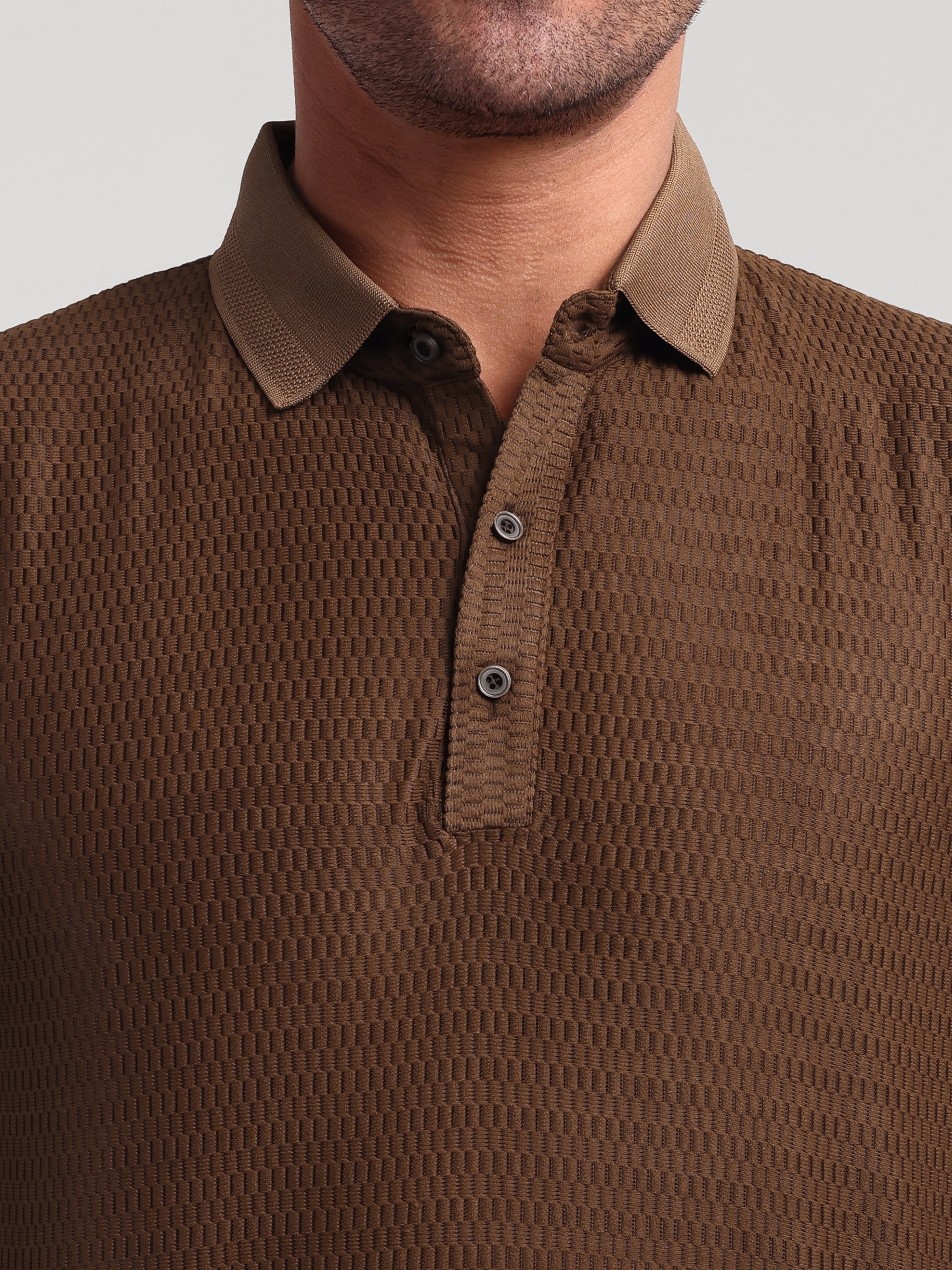 Luxurit Geometric Print Polo Neck Cotton Men's T-Shirt