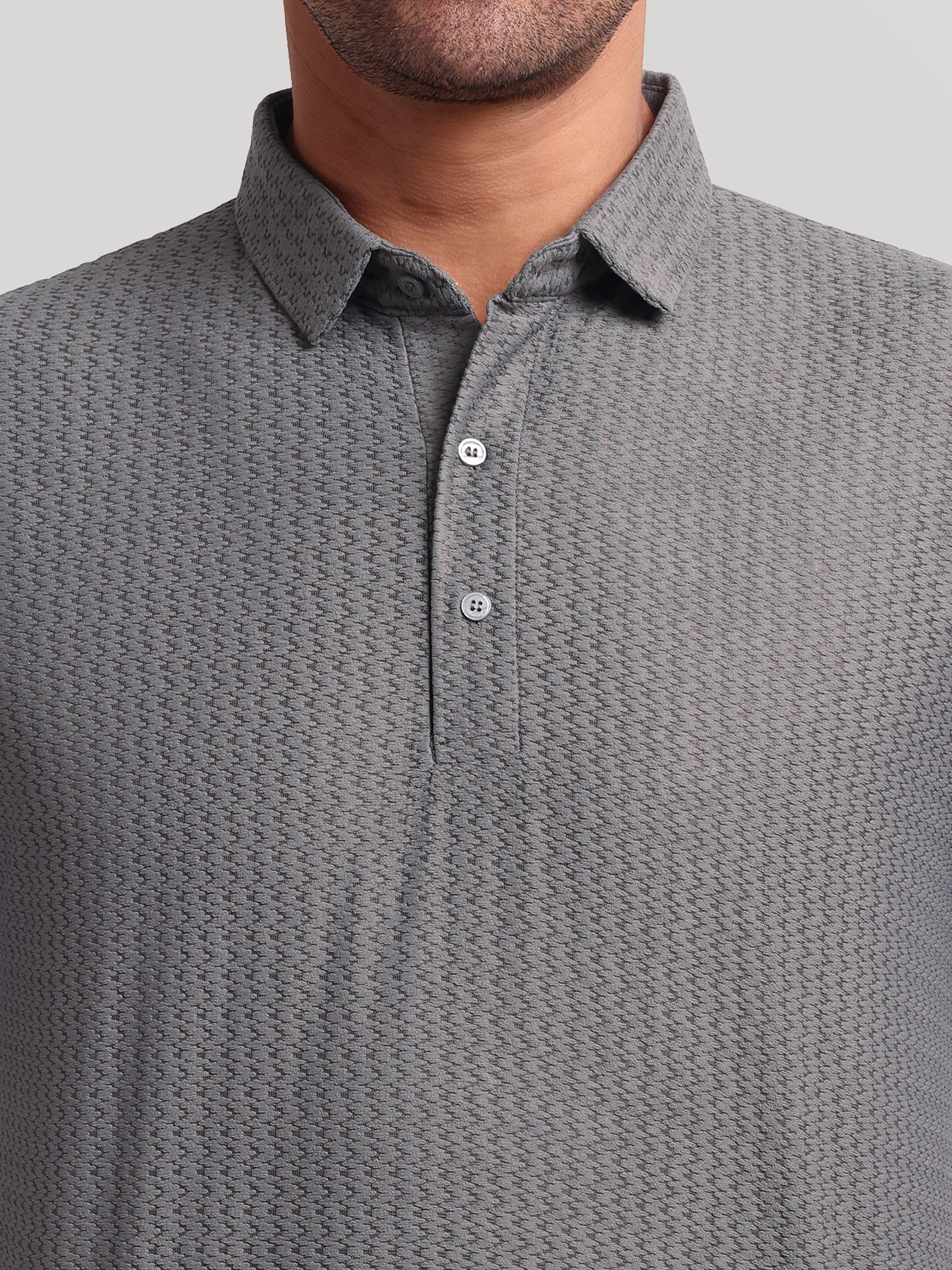 Luxurit Knitted Textured Cotton Fit Polo Men's T-Shirt