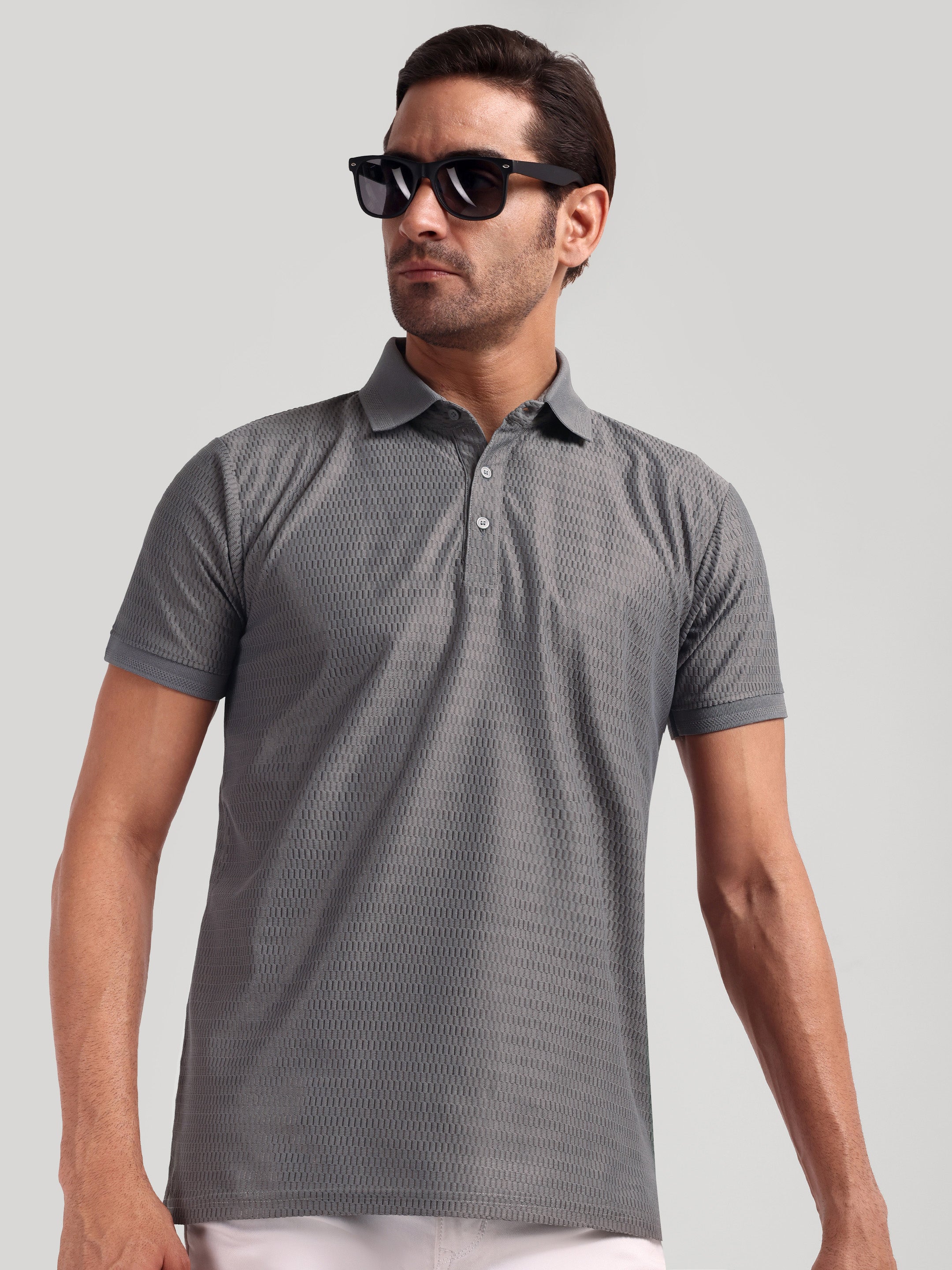 Luxurit Geometric Print Polo Neck Cotton Men's T-Shirt