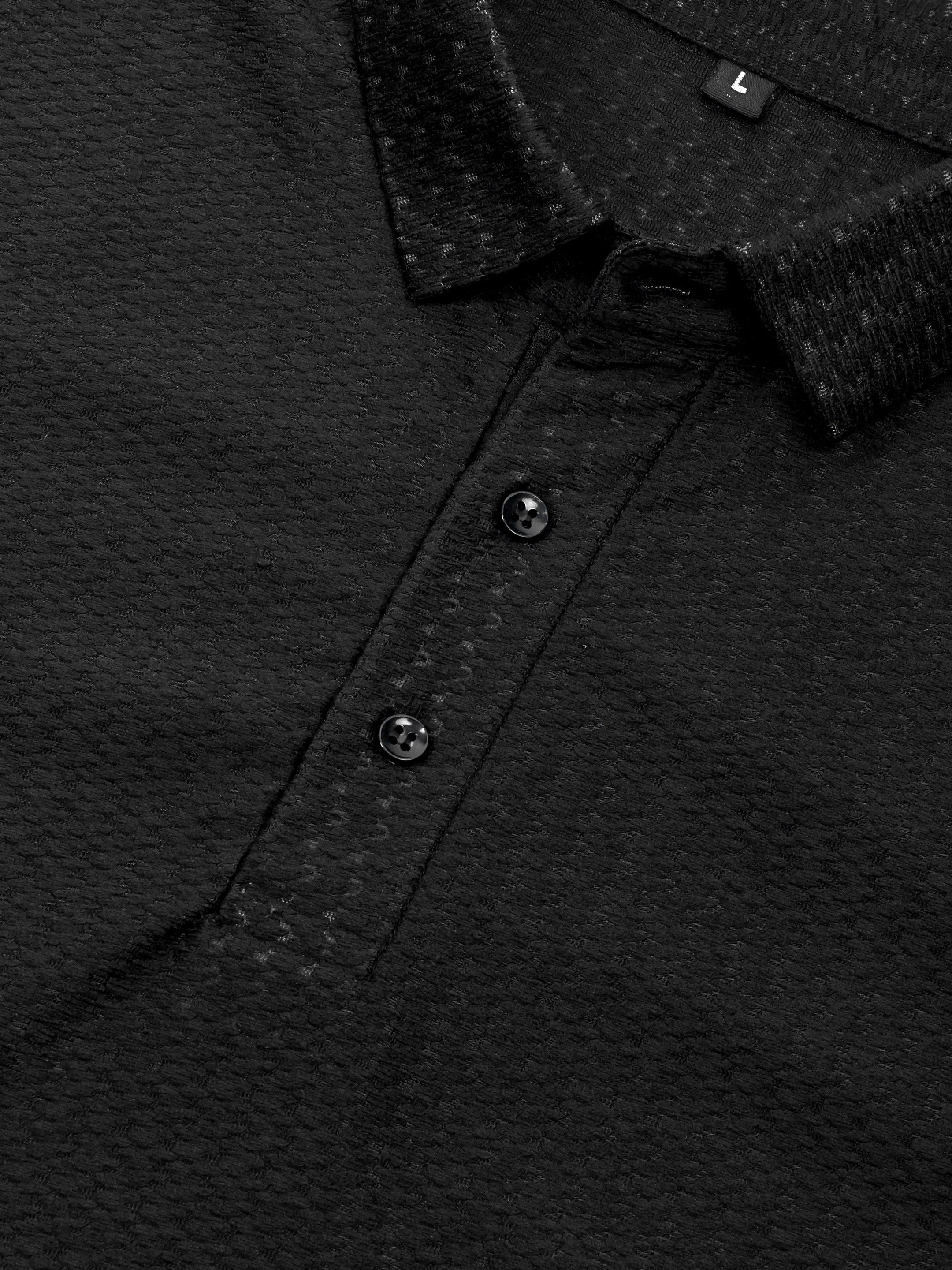 Luxurit Knitted Textured Cotton Fit Polo Men's T-Shirt