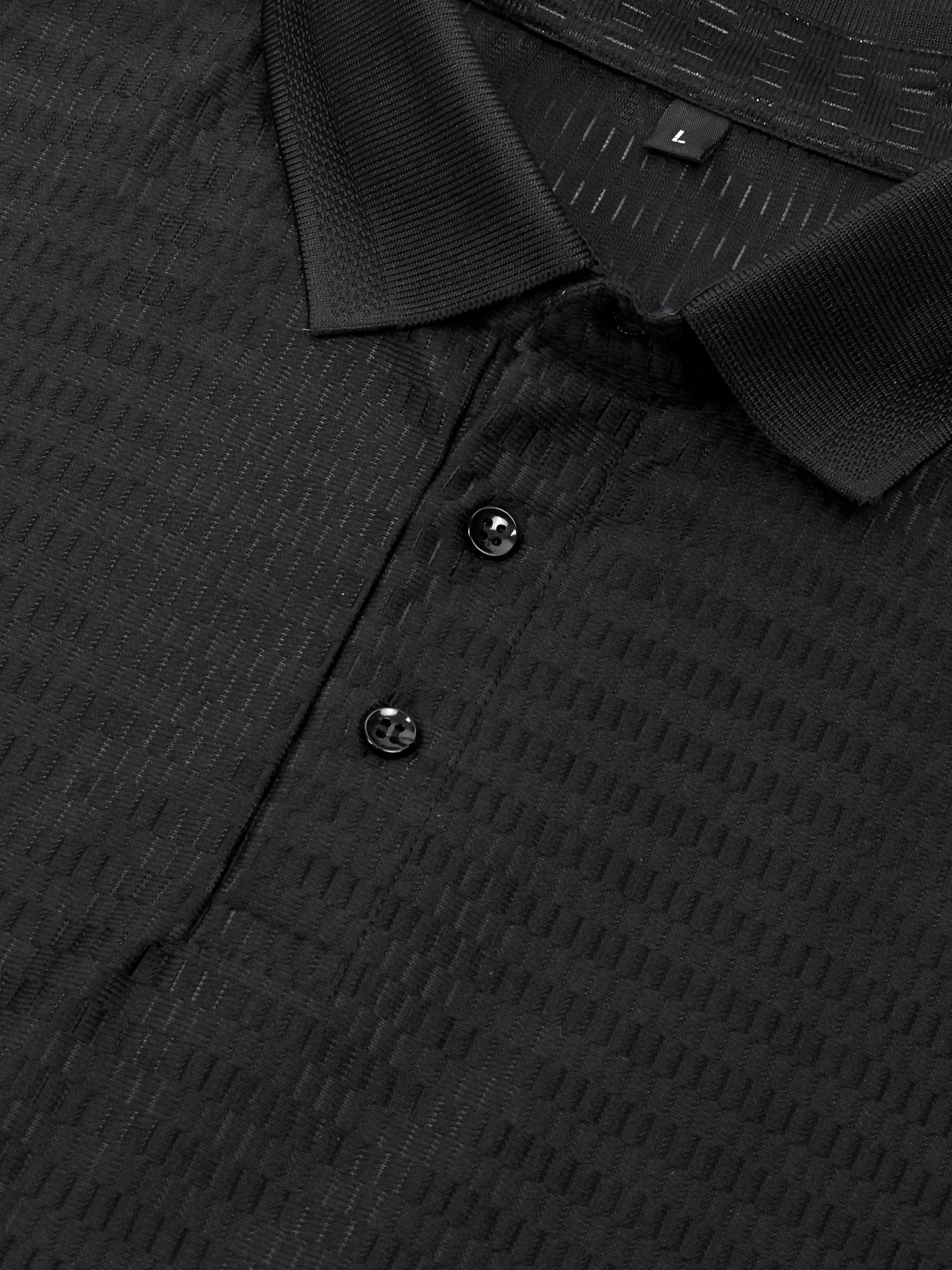 Luxurit Geometric Print Polo Neck Cotton Men's T-Shirt